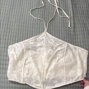 Elegant Cream Lace Halter Top